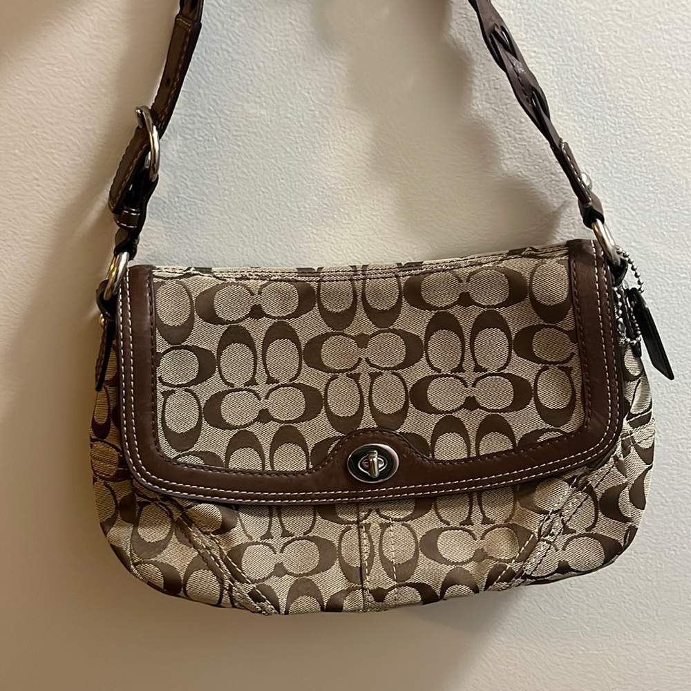 COPY - Coach Y2K braided bag Brown leather with brown and tan monogram silver h…